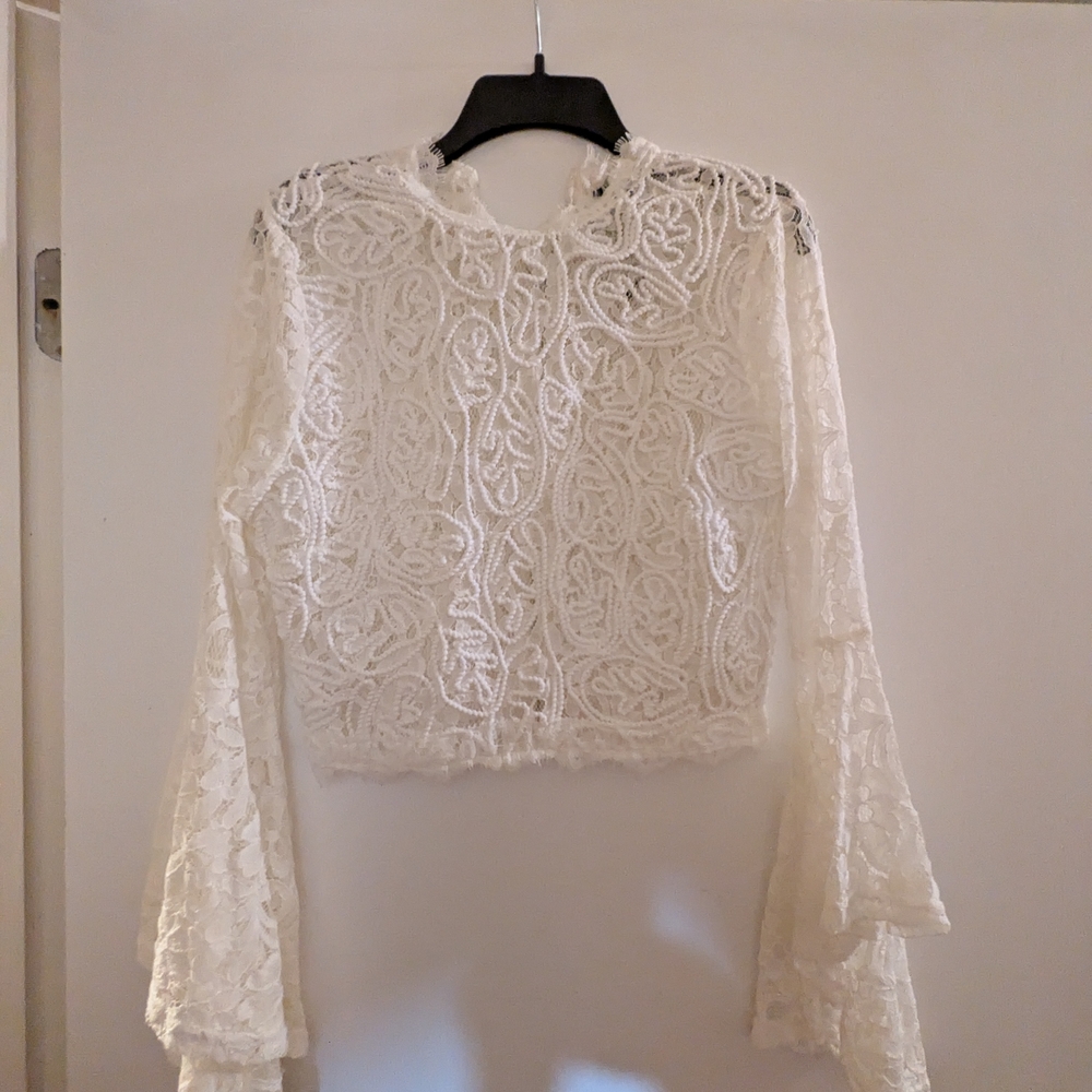 Forever 21 Elegant Lace White Blouse